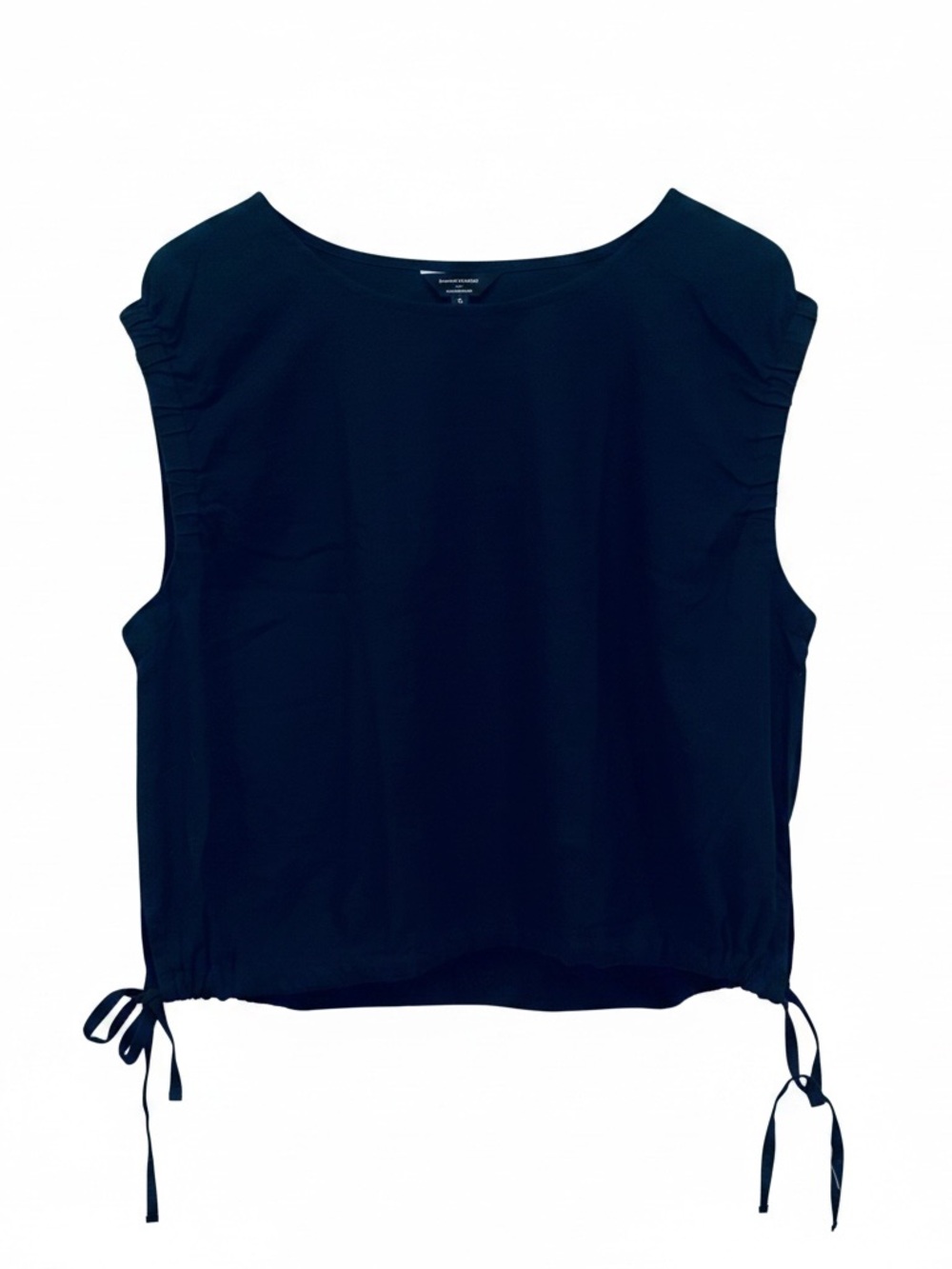 Banana Republic Ruched Side Tie Cropped Blouse Sz Large Sleeveless Navy Blue NWT